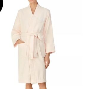LRL Ralph Lauren Greenwich Woven Terry Bath Robe Womens S Baby-Pink
